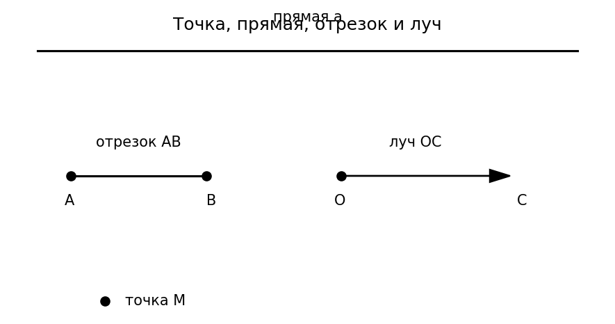 Точка, прямая, отрезок и луч